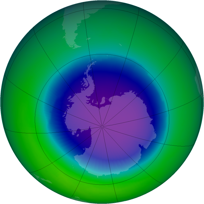 1998-October monthly mean Antarctic ozone